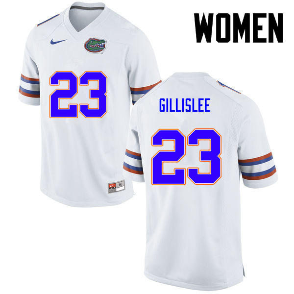Women Florida Gators #23 Mike Gillislee College Football Jerseys-White - Click Image to Close